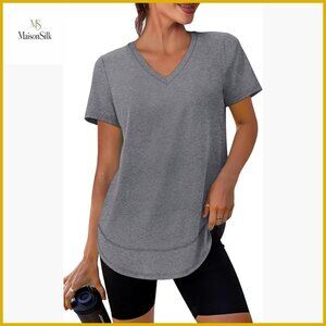 Women's UPF 50+ Quick Dry Workout Top V-Neck Short Sleeve Activewear